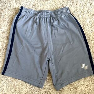 Children’s Place Sport gray shorts with navy stripes. Size 5T